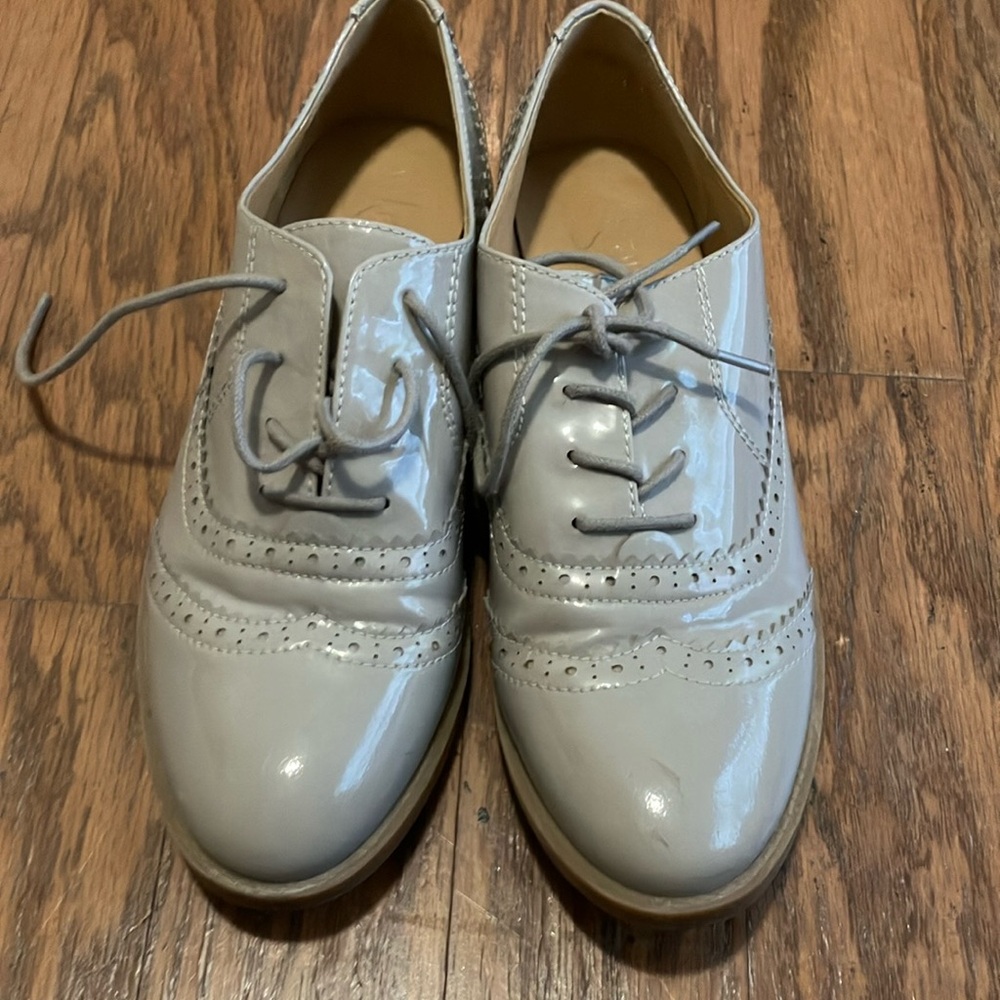 Franco Sarto Gray Flats with Brogue Detailing